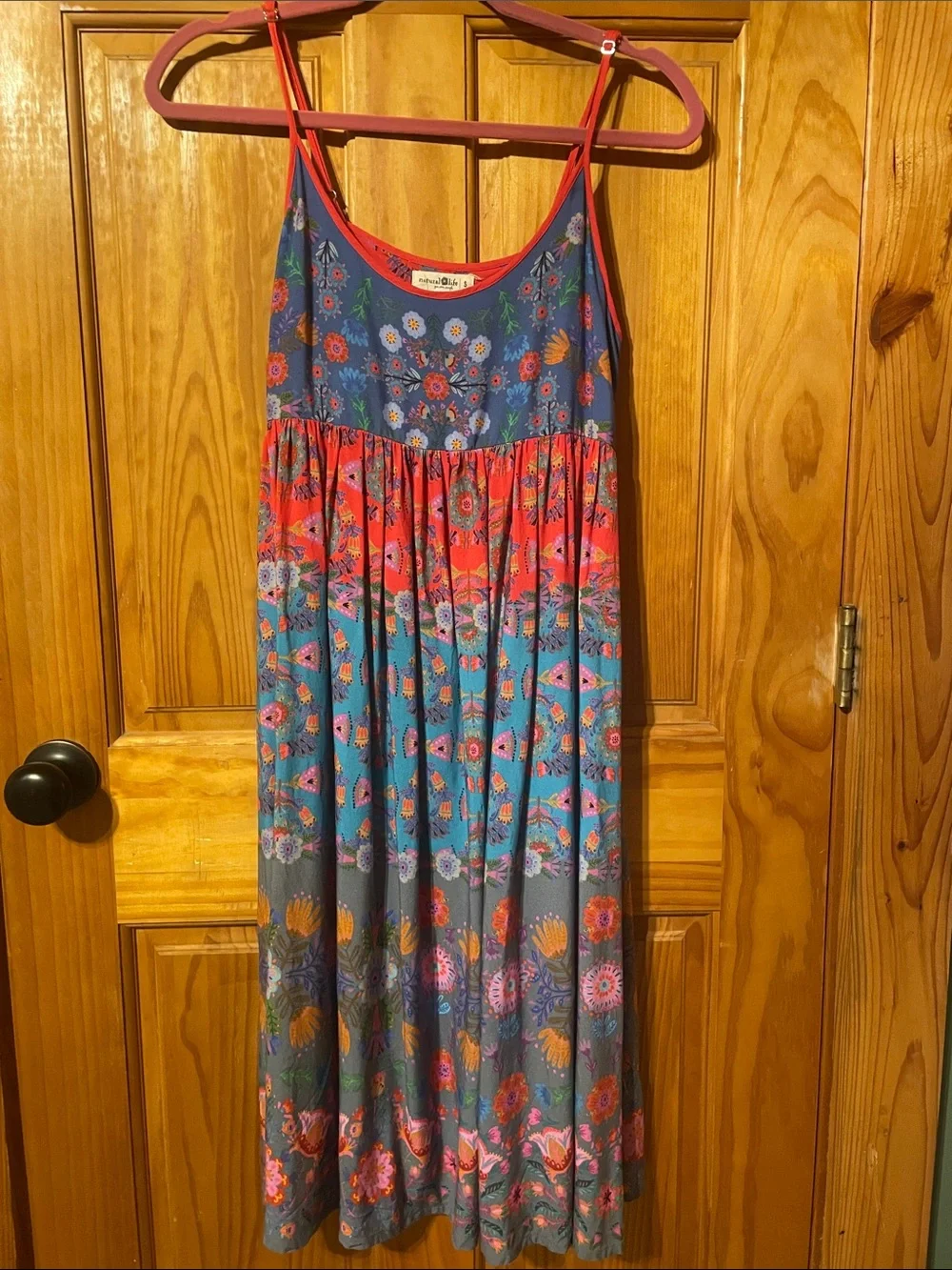 NATURAL LIFE Floral Boho Dress in Blue and Red - Picture 1 of 4
